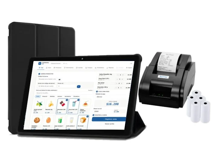 Kit Caja: tablet con Terminal OS y comandera térmica